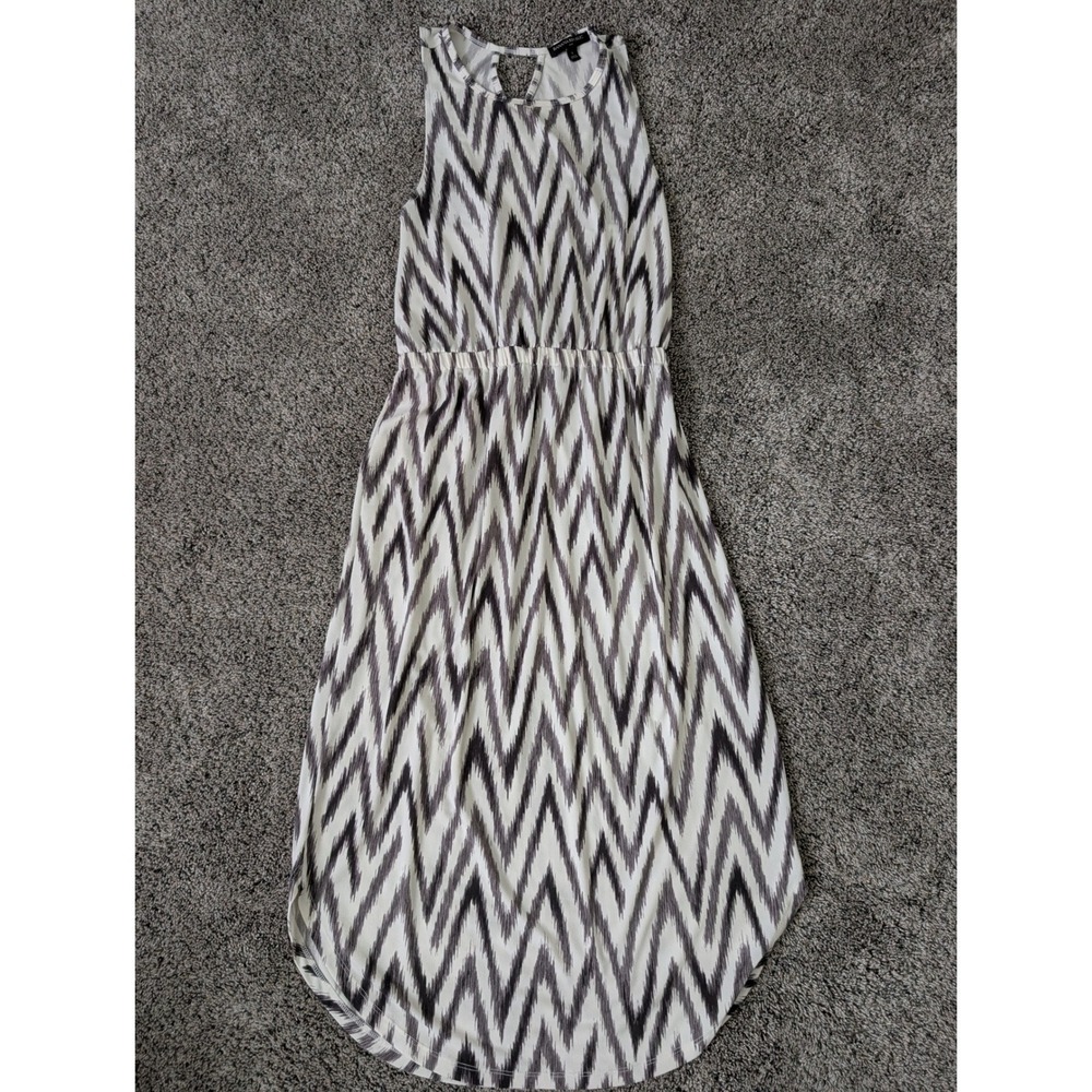 Banana Republic Grey White Ikat Chevron Sleeveless Midi Dress High Low Small